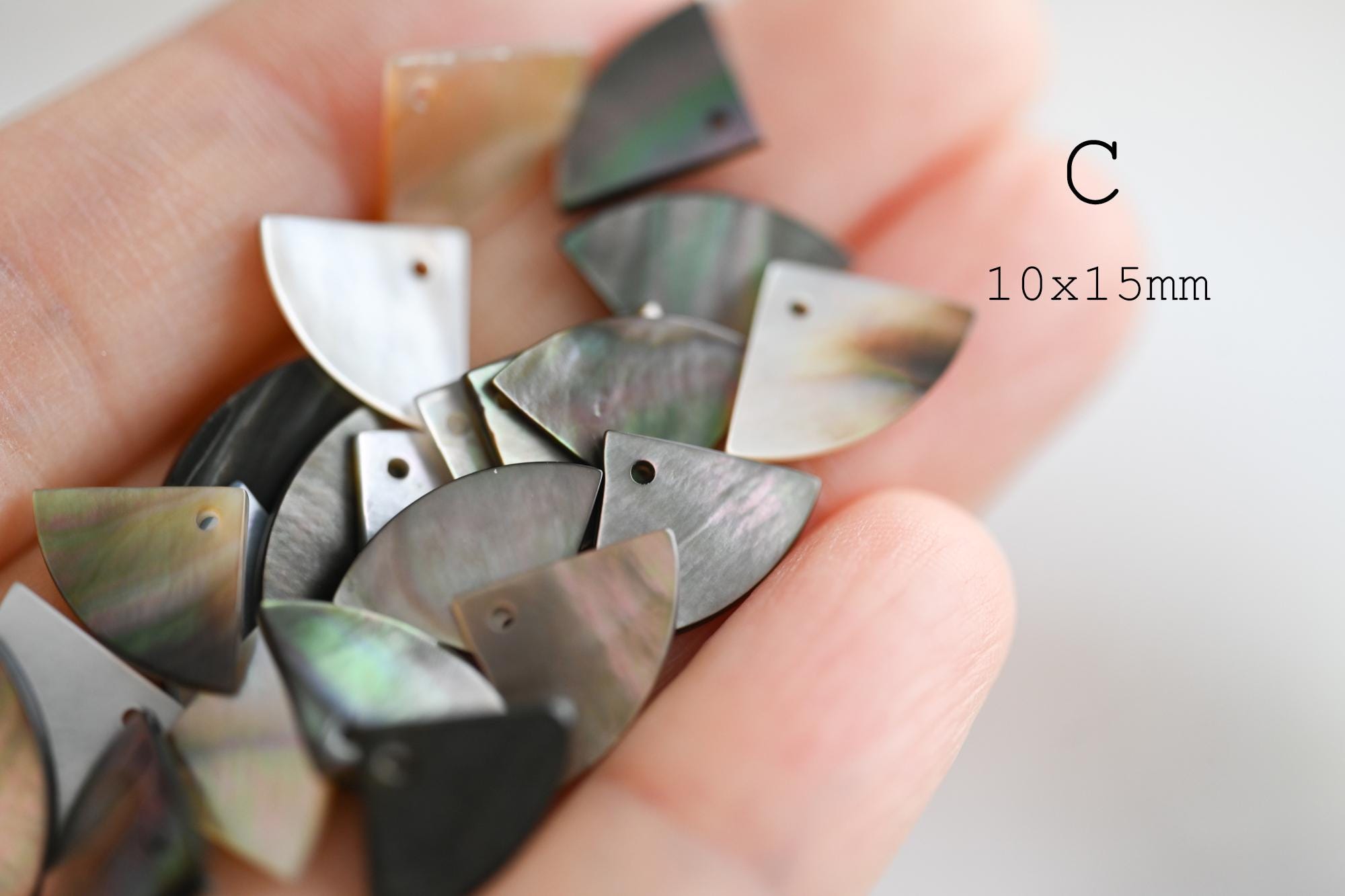 10pcs Black Mother of Pearl Pendants, Geometric Shell Charms for Jewelry Making, DIY Earrings, Necklaces (BK-004)