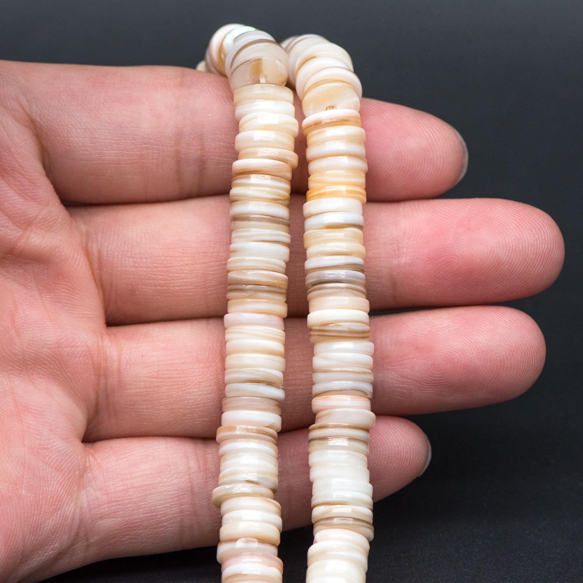 Natural Shell Coin Beads, Round Disc Spacer Beads 10mm, Beach Jewelry Supplies (BK-031)