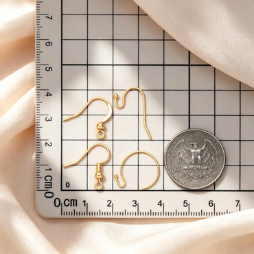 20pcs Gold/ Silver Earring Hooks, Real Gold/ Rhodium Plated Brass, Simple Earwires (GB-025)