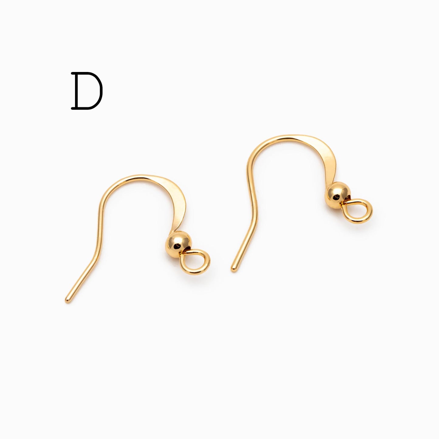 20pcs Gold/ Silver Earring Hooks, Real Gold/ Rhodium Plated Brass, Simple Earwires (GB-025)