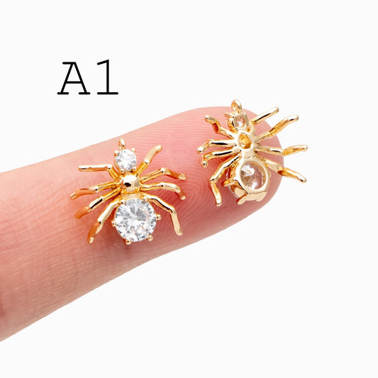 4pcs Spider Pendant Charm for Earrings and Necklaces - Arachnid Jewelry Making (GB-672)