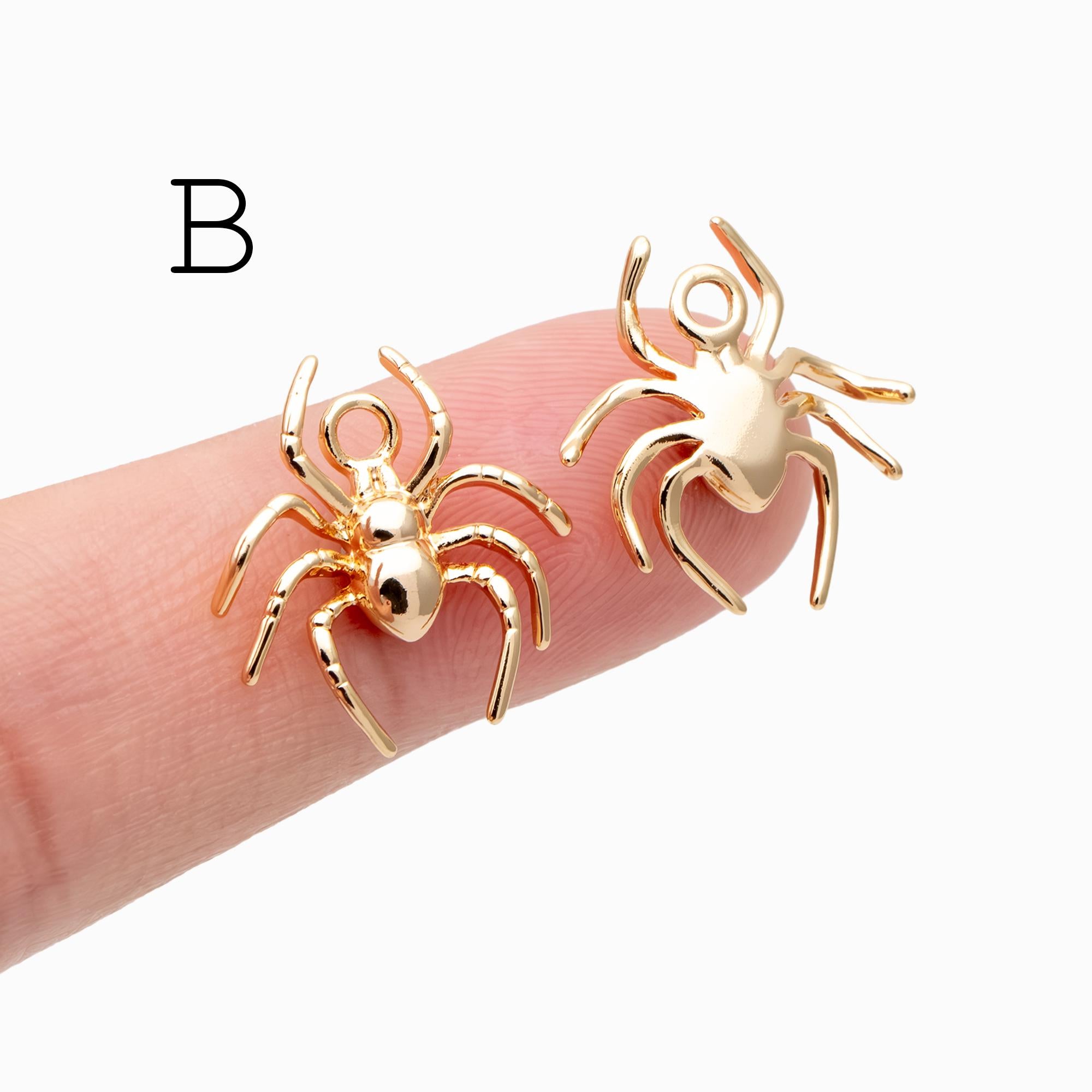 4pcs Spider Pendant Charm for Earrings and Necklaces - Arachnid Jewelry Making (GB-672)