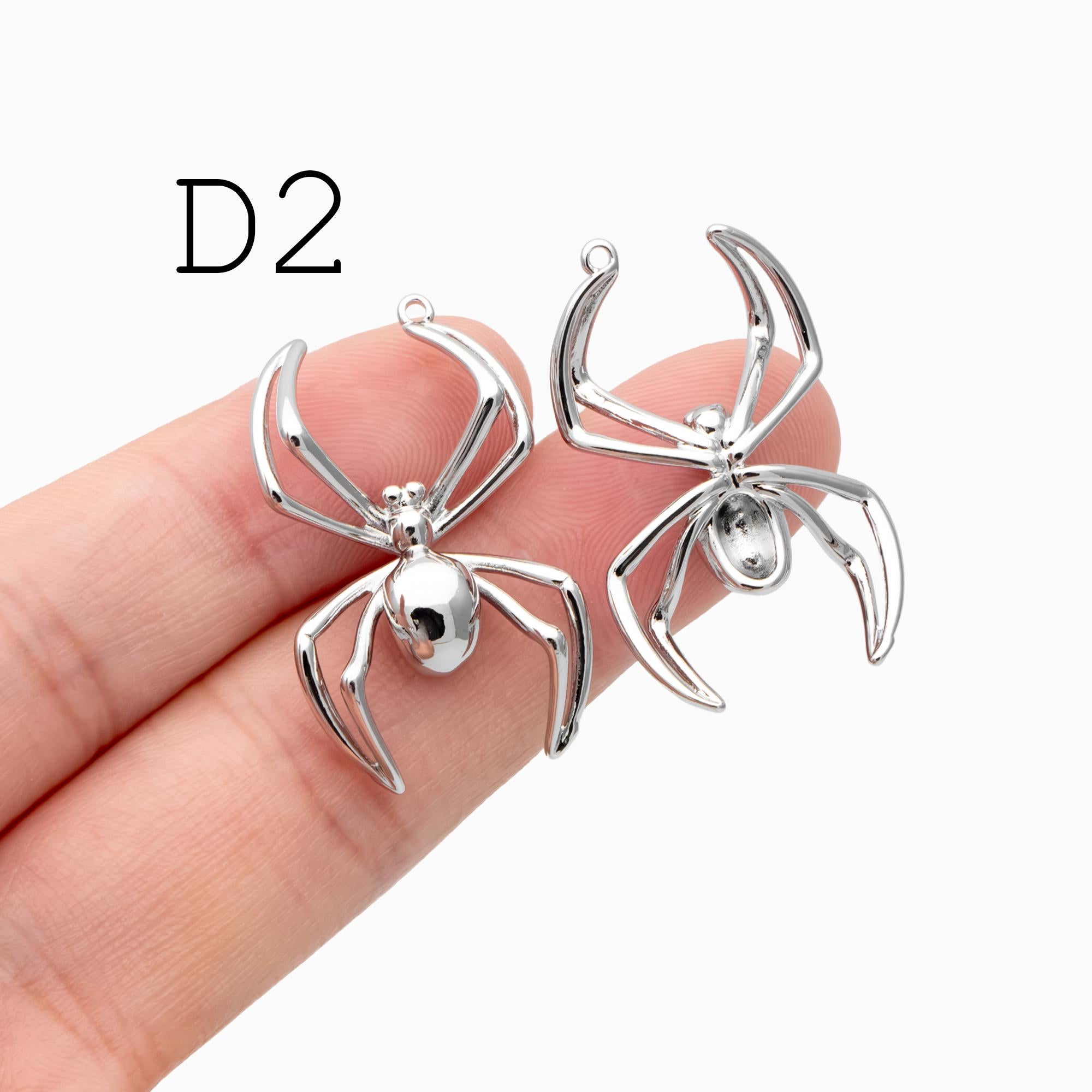 4pcs Spider Pendant Charm for Earrings and Necklaces - Arachnid Jewelry Making (GB-672)