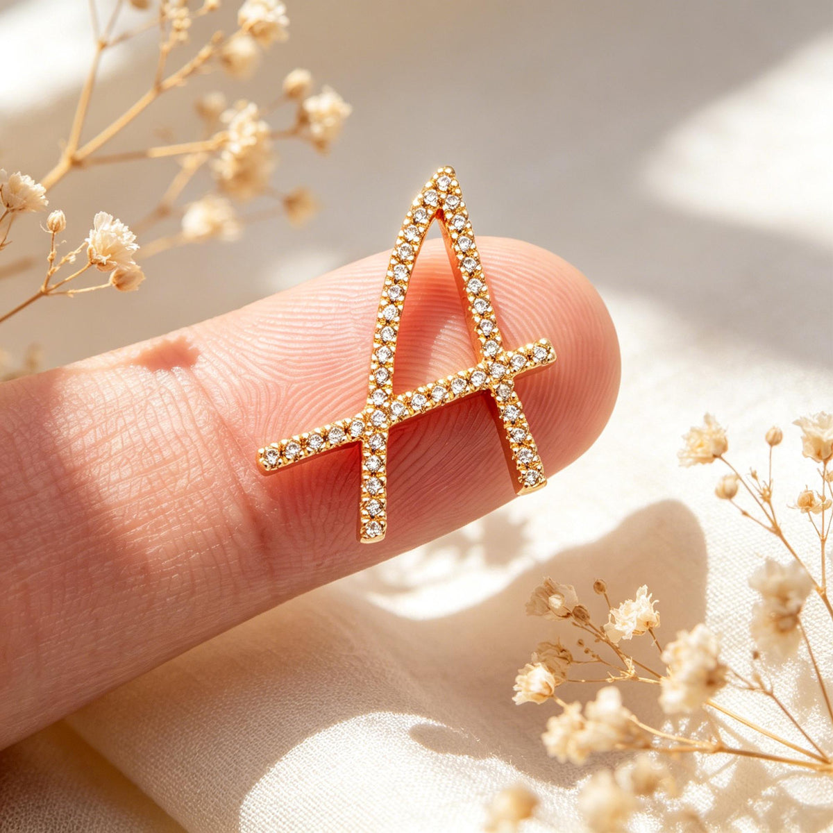 CZ Pave Gold Alphabet Pendants, 18K Gold plated Brass, Personalized Initial Charms, English Letter in Cursive, You Choose Letter (GB-1140)