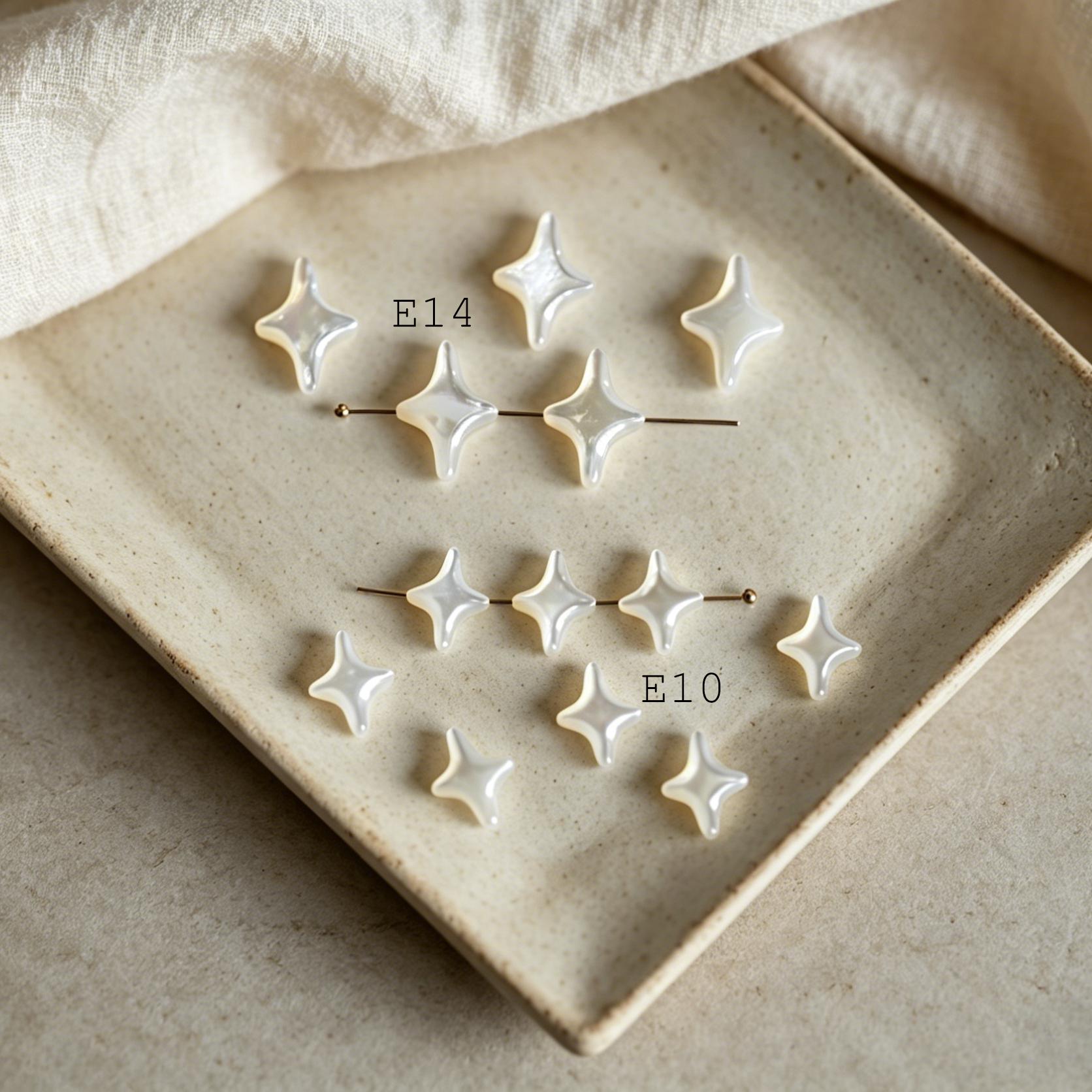 4pcs Moon & Star Mother of Pearl Beads, Celestial DIY Jewelry Supplies, Crescent and Cross Beads, Bracelet Necklace Earring Making (BK-037)