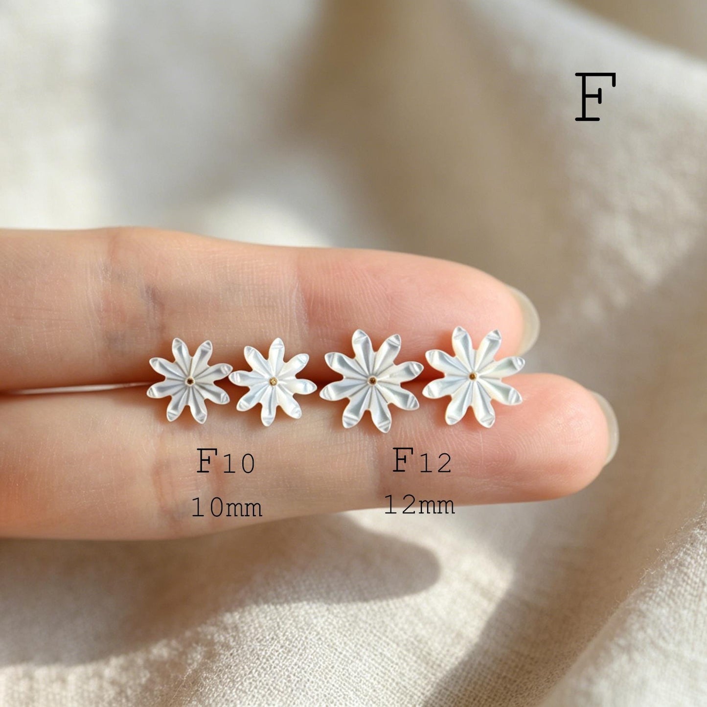 White Shell Flower Earrings, Minimalist Studs, Handmade Jewelry, Floral Earrings for Women (BK-036)
