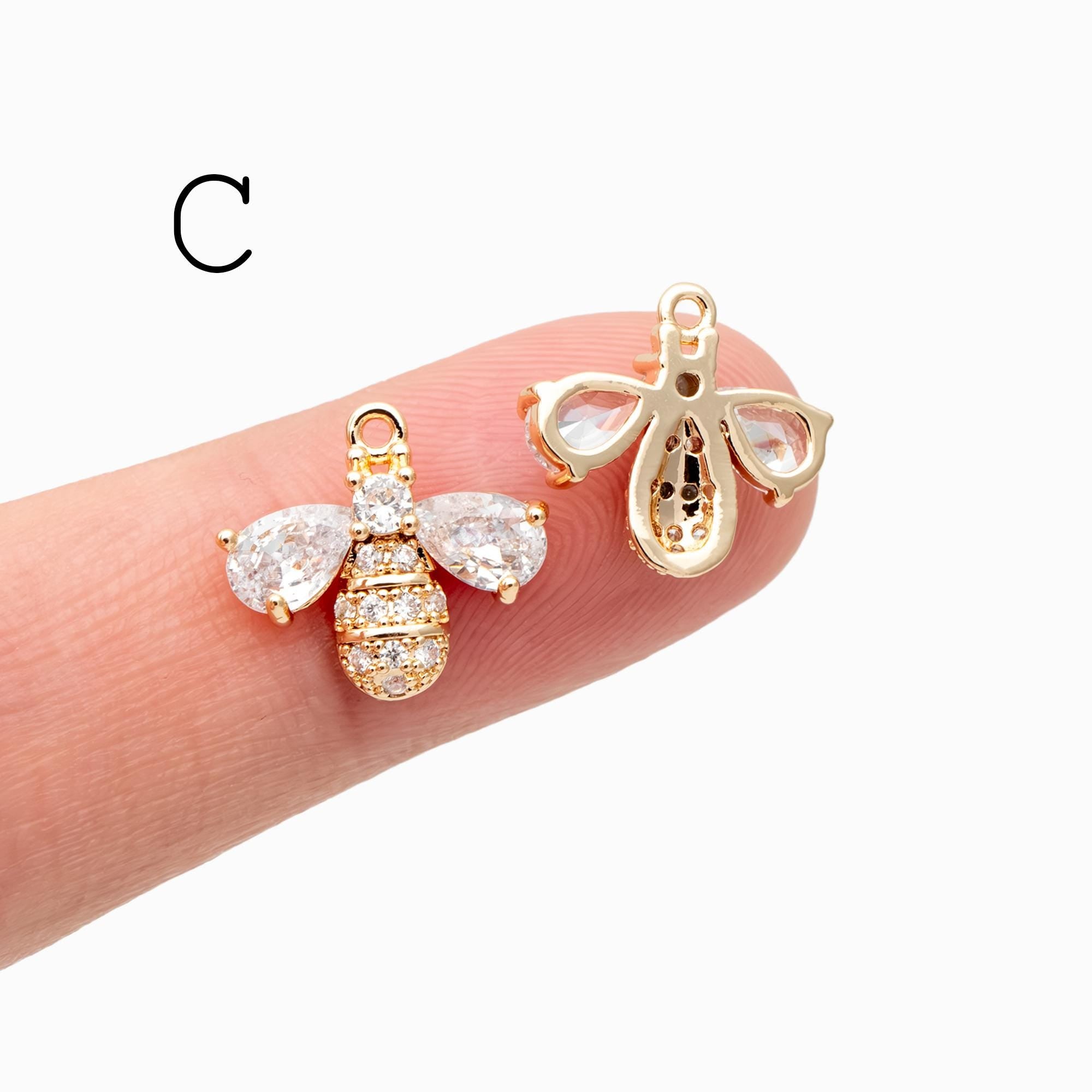 10pcs Gold/ Silver Bee Charm Jewelry Making, Insect Theme Supplies (GB-3093)