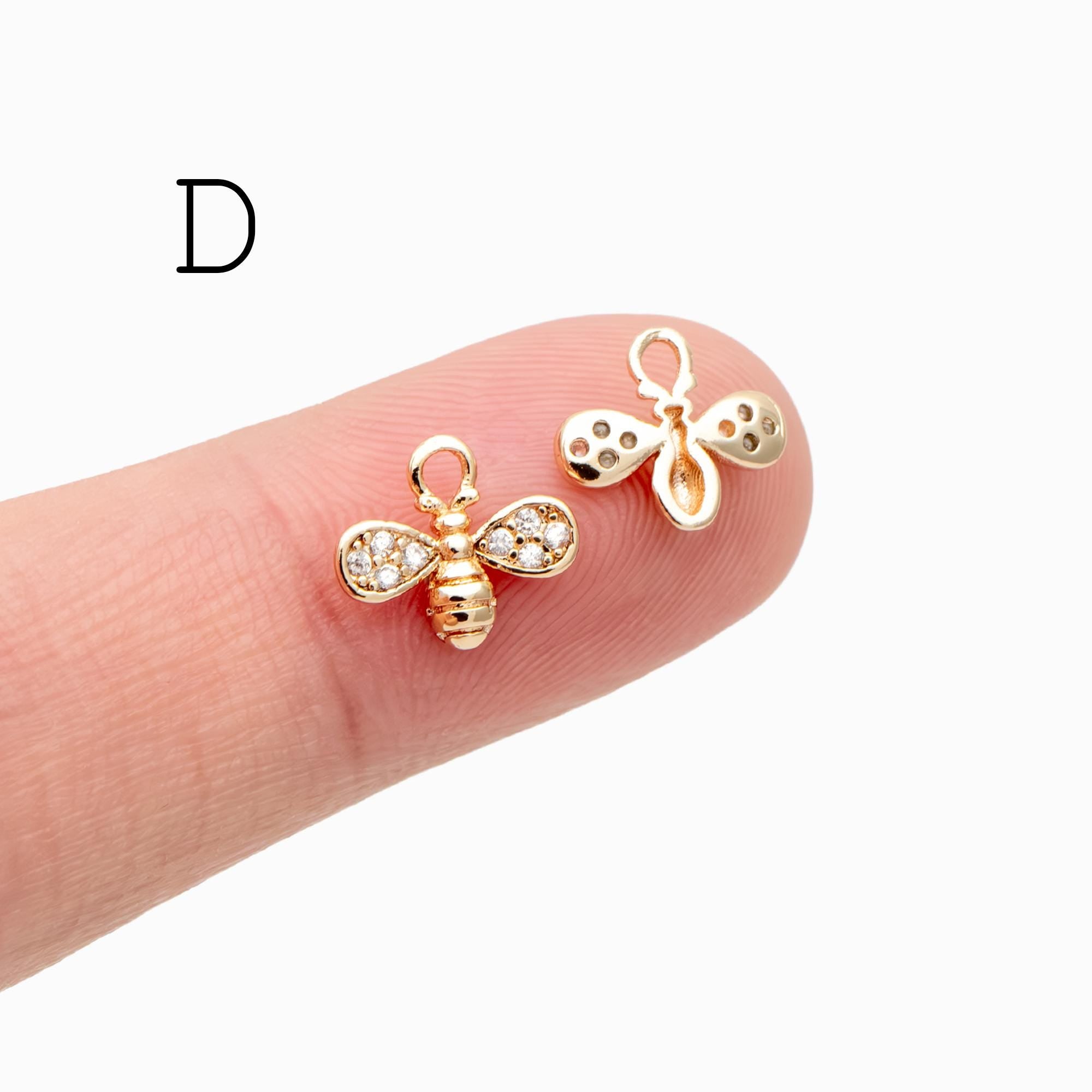 10pcs Gold/ Silver Bee Charm Jewelry Making, Insect Theme Supplies (GB-3093)