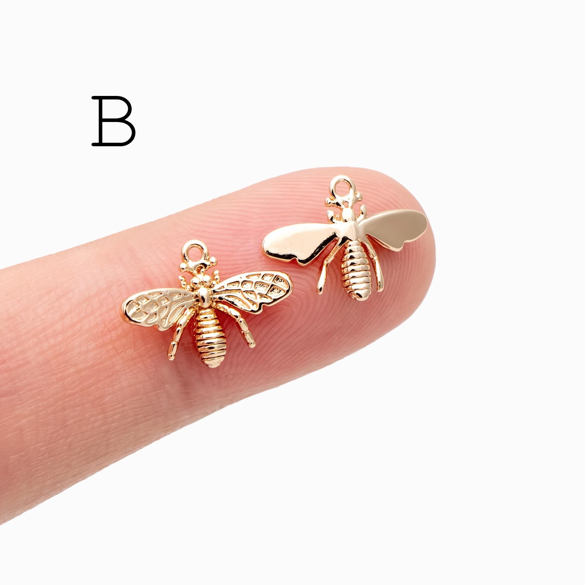 10pcs Gold/ Silver Bee Charm Jewelry Making, Insect Theme Supplies (GB-3093)