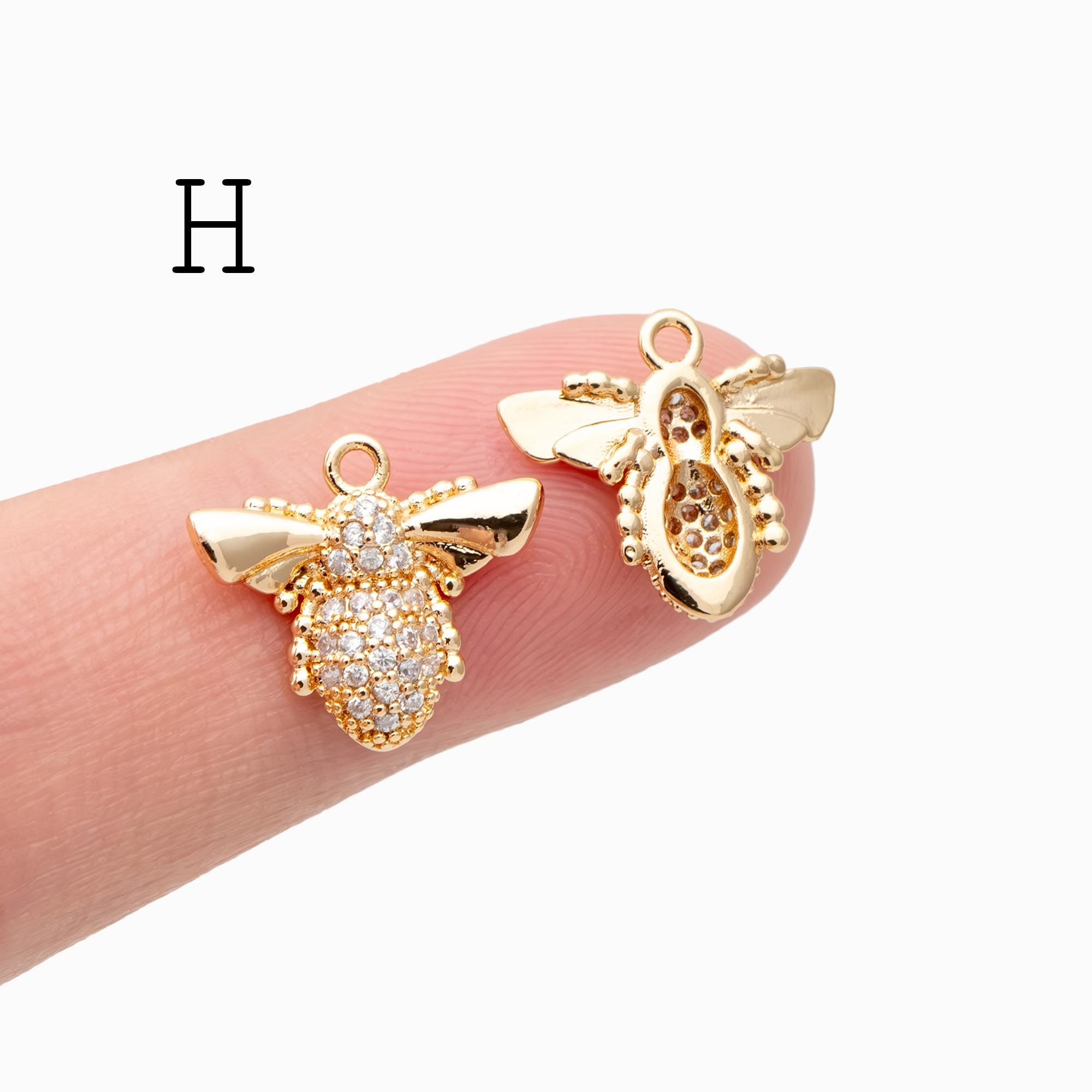 10pcs Gold/ Silver Bee Charm Jewelry Making, Insect Theme Supplies (GB-3093)