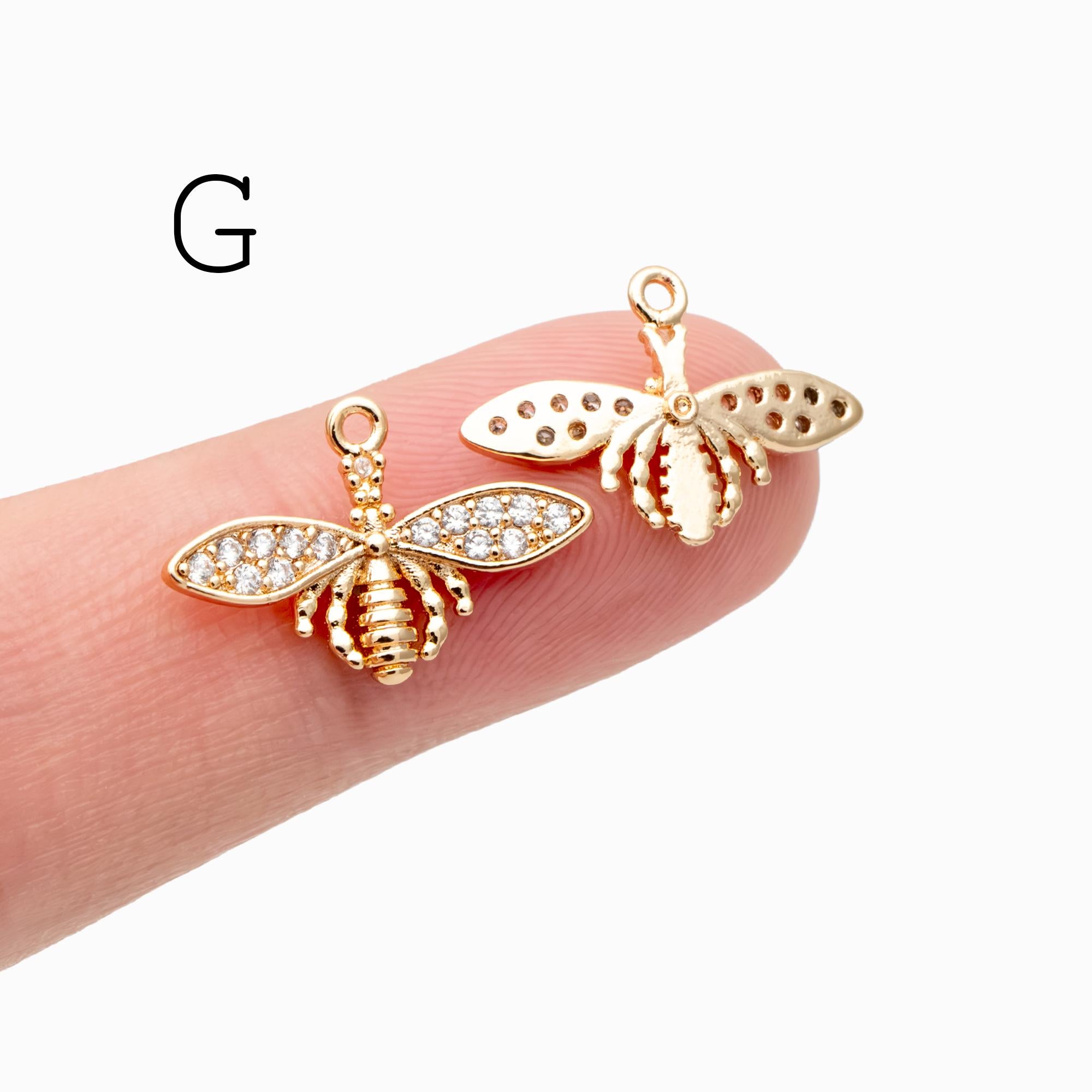 10pcs Gold/ Silver Bee Charm Jewelry Making, Insect Theme Supplies (GB-3093)