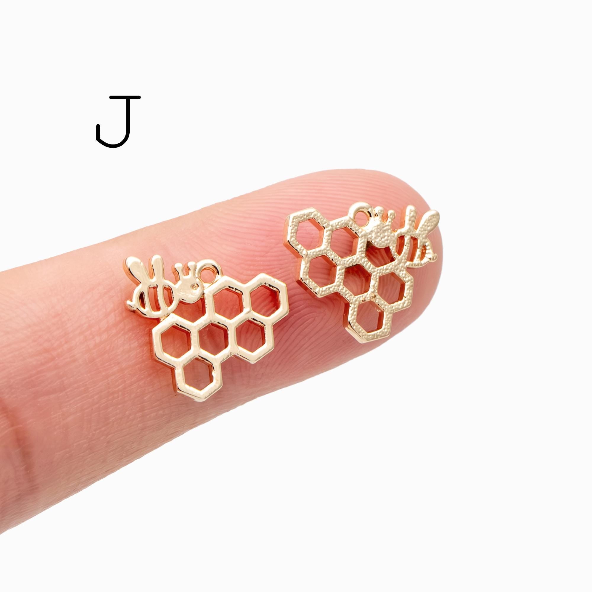 10pcs Gold/ Silver Bee Charm Jewelry Making, Insect Theme Supplies (GB-3093)