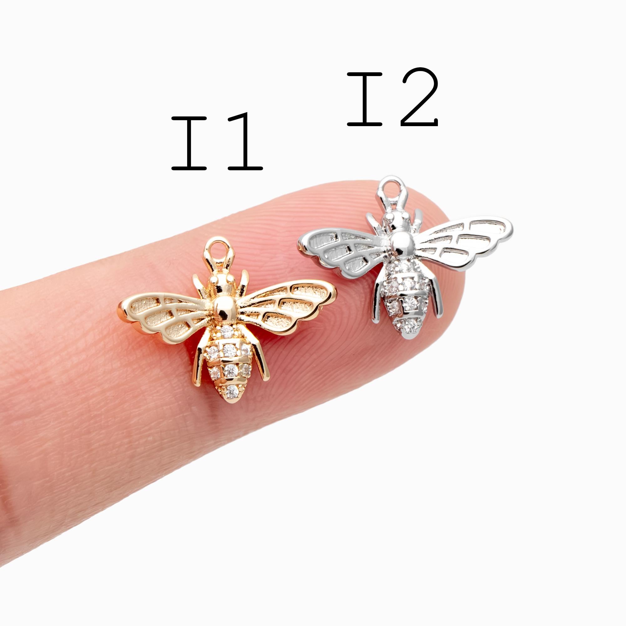 10pcs Gold/ Silver Bee Charm Jewelry Making, Insect Theme Supplies (GB-3093)