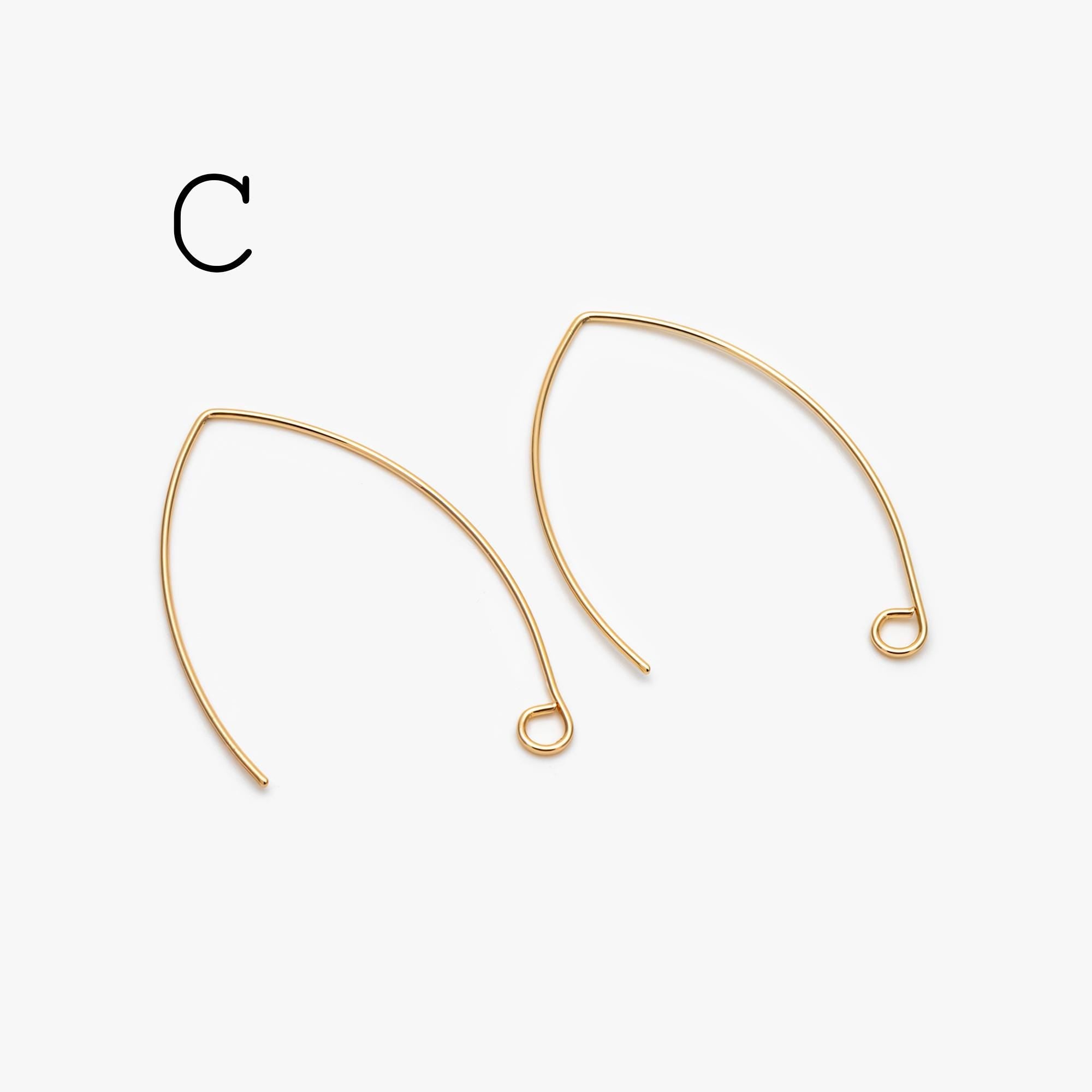 10pcs Gold/ Silver/ Rose Gold Brass Ear Hooks, Simple Earwires Earring Components (GB-947)