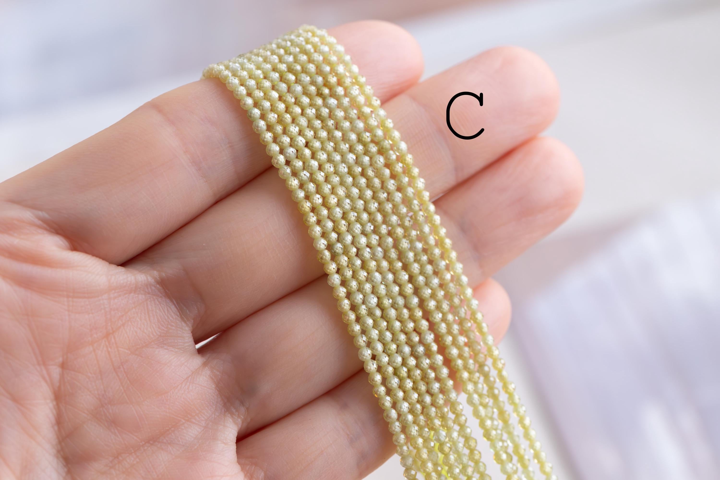 2mm Colorful Zircon Faceted Beads, Tiny Gemstone Beads, Natural Stone Beads for Jewelry Bracelet Making DIY, Full 14.5 Inch Strands (TR-008)