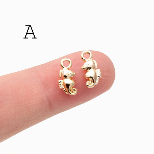 10pcs Gold Ocean Charms, 18K Gold plated Brass Beach Charms, DIY Supplies Wholesale (GB-3936)