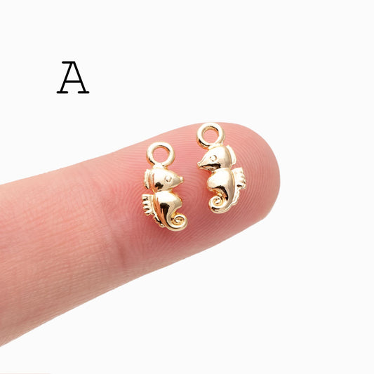 10pcs Gold Ocean Charms, 18K Gold plated Brass Beach Charms, DIY Supplies Wholesale (GB-3936)