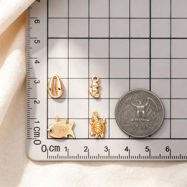10pcs Gold Ocean Charms, 18K Gold plated Brass Beach Charms, DIY Supplies Wholesale (GB-3936)