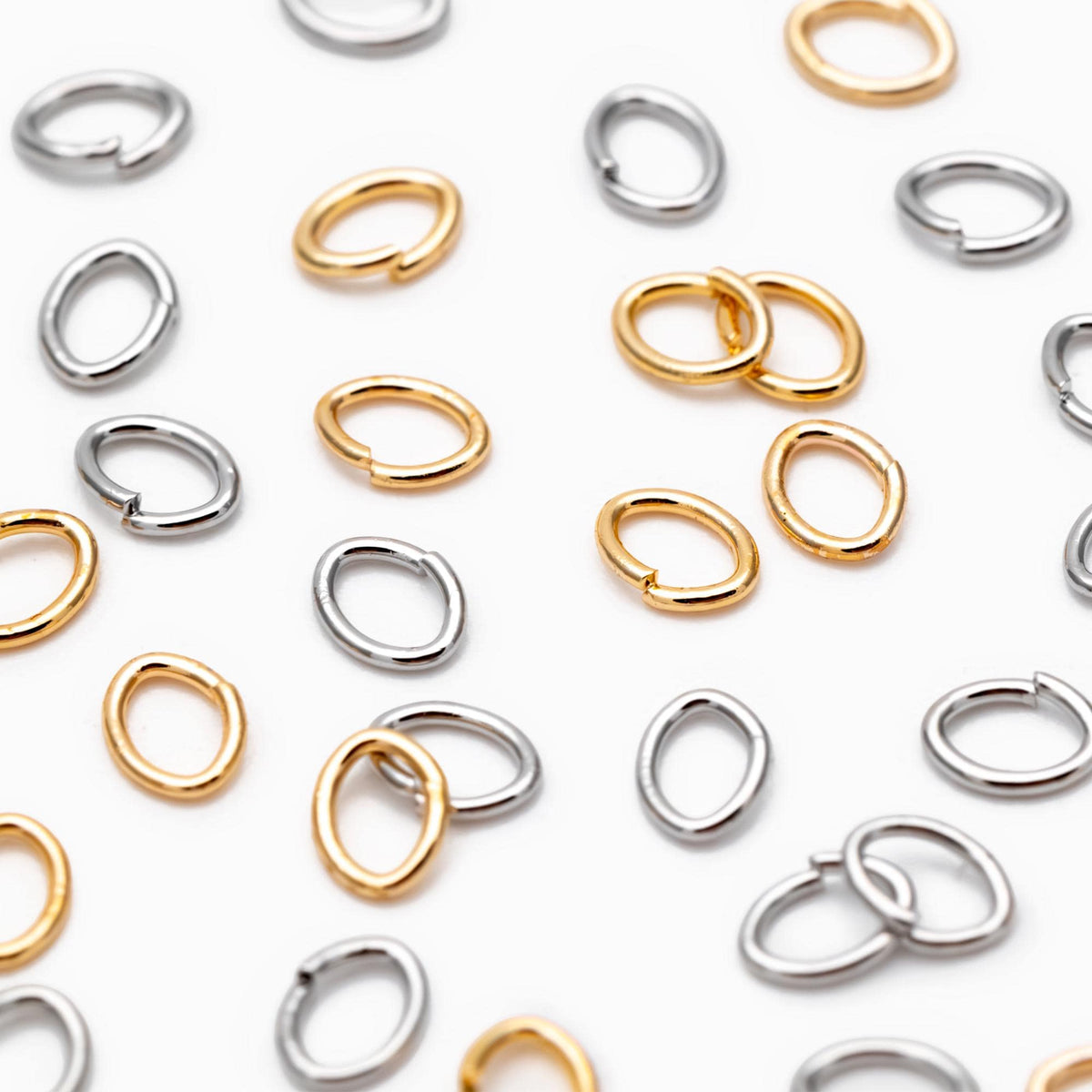 200pcs Gold/ Rhodium plated Stainless Steel Oval Jump Rings, Open Jump Rings (GB-4776)