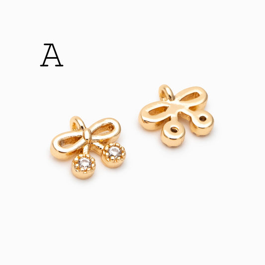 10pcs Gold/ Silver Bowknot Charms 18mm, Christmas Pendants, Bow Knot Pendant (#GB-2745)