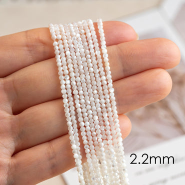 White Mother of Pearl Shell Beads, Smooth Round MOP beads, Multi Sizes (BK-007) / 15.5" full strand