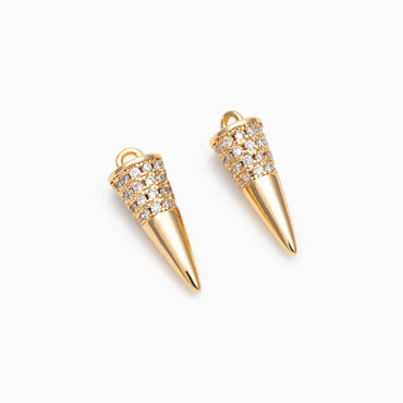 4pcs CZ Micro Pave Spike Charm Stud Charm, Pave Cone Charm, Jewelry Supplies, DIY Jewelry, Spike Necklace Bracelet Earring Charm (GB-2416-C)