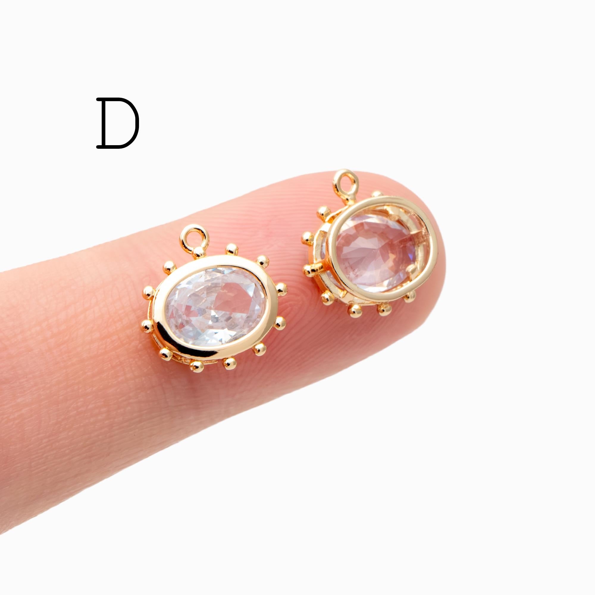 10pcs CZ Pave Teardrop/ Heart/ Rectangle/ 0val/ Marquise Charms, Gold plated Brass, Geometric Earring Charms (GB-4122)