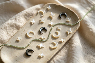 4pcs Moon & Star Mother of Pearl Beads, Celestial DIY Jewelry Supplies, Crescent and Cross Beads, Bracelet Necklace Earring Making (BK-037)