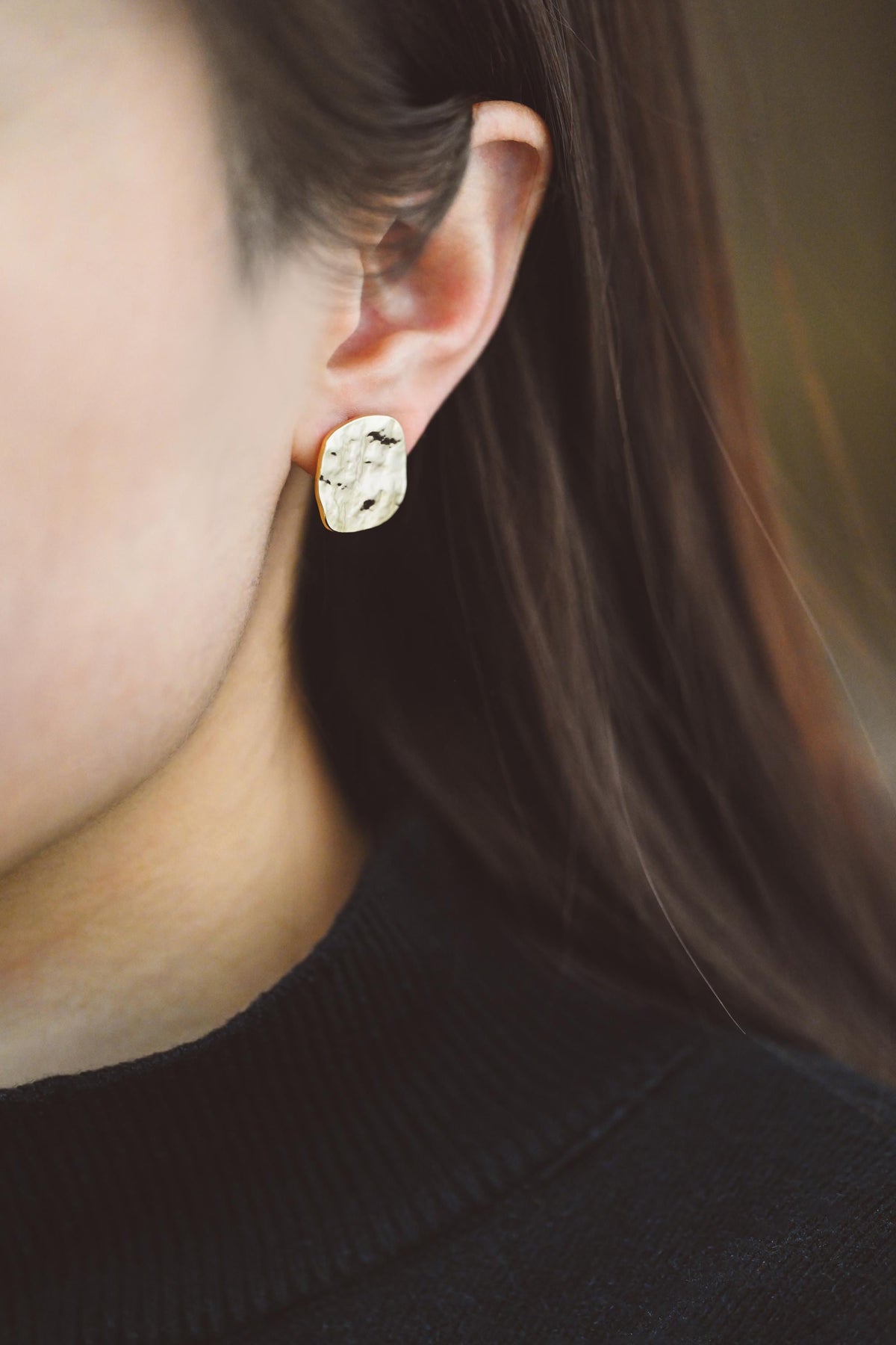 10pcs Gold/ Silver Hammered Heart/ Square Earrings, Real Gold/ Rhodium plated Brass, Geometric Earring Studs (GB-4567)