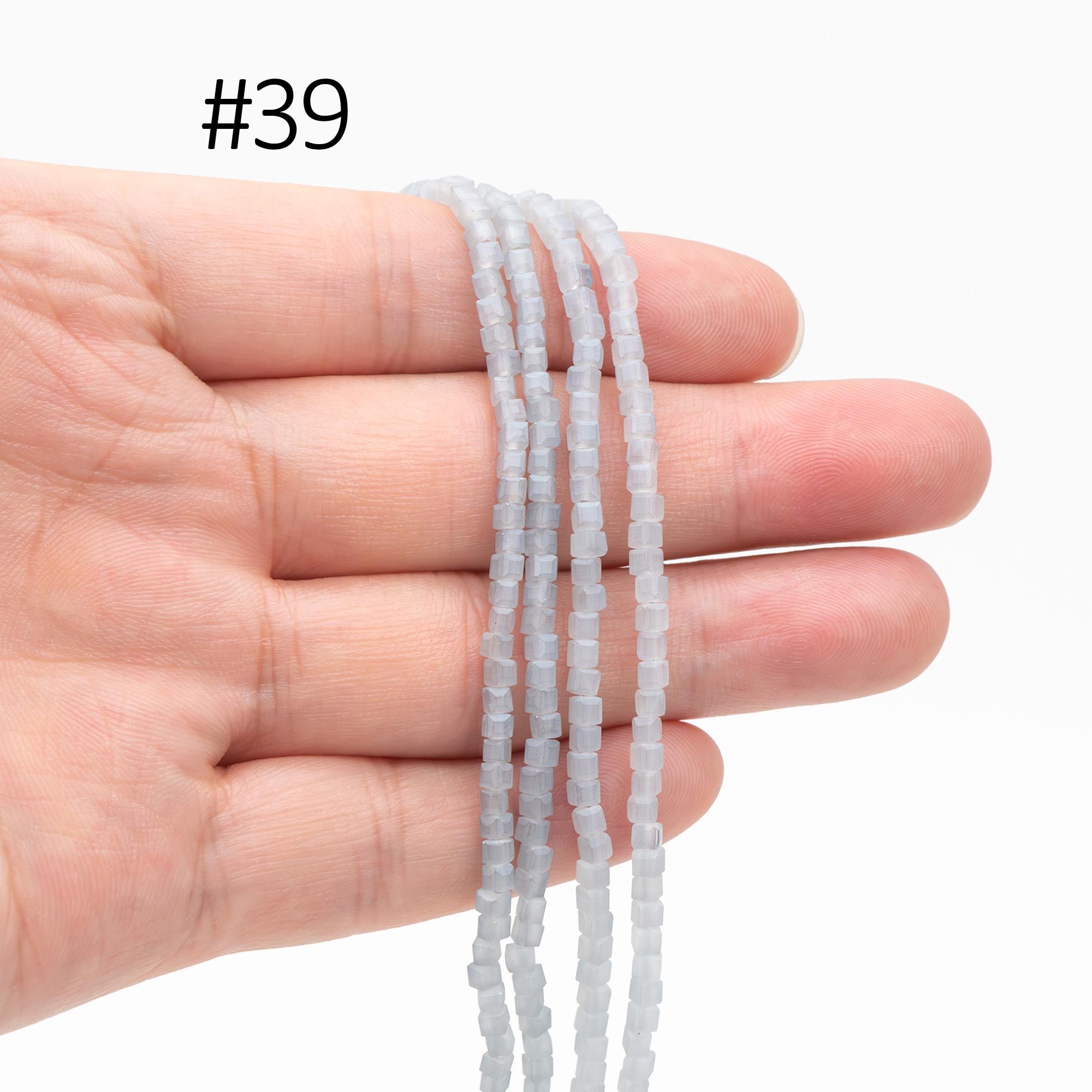 190 beads- Faceted Glass Cube, 2mm Tiny Faceted Crystal beads, (#FZ-02)