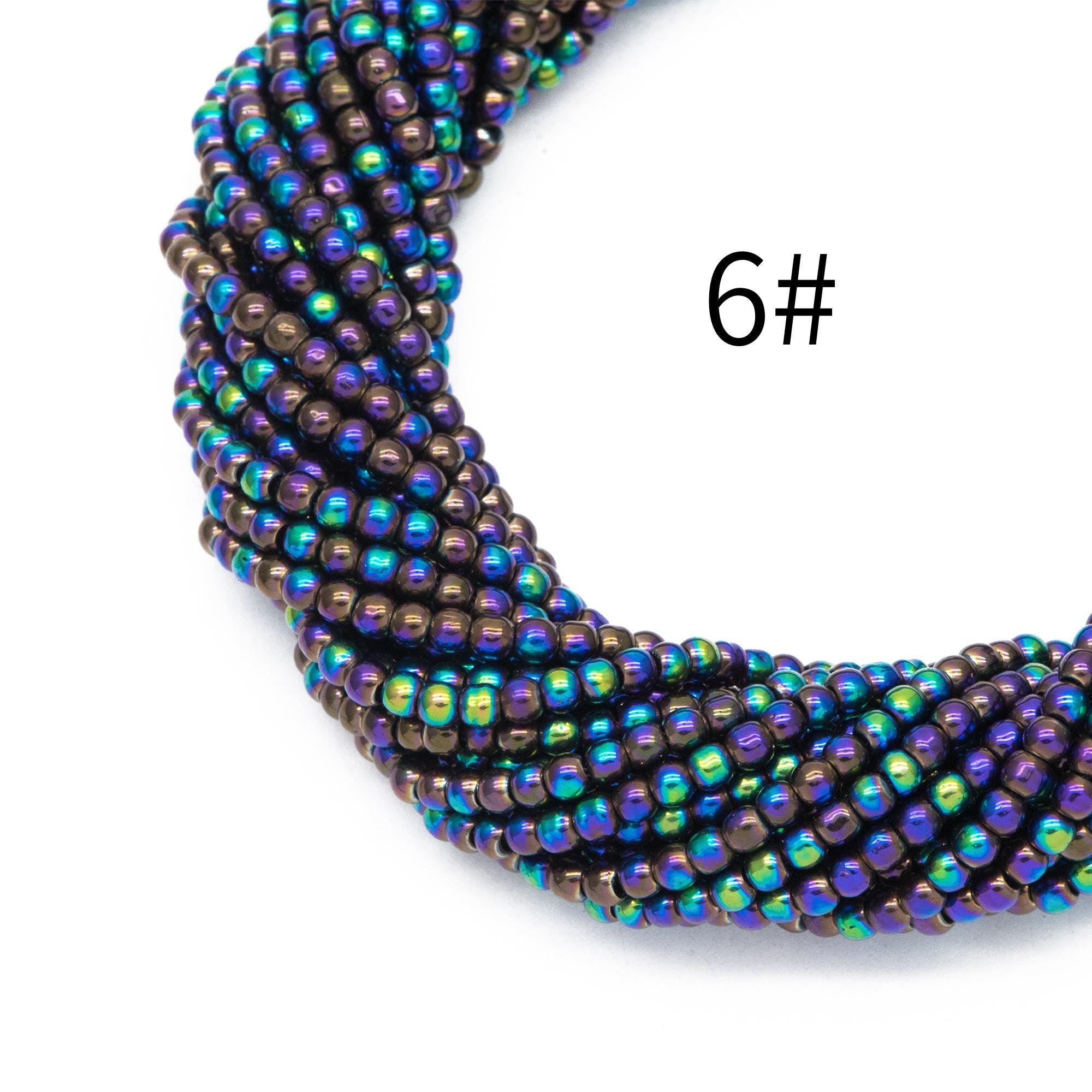 175pcs Smooth Round Glass beads 2mm, Metallic Color beads, 14" Strand (GM-038)