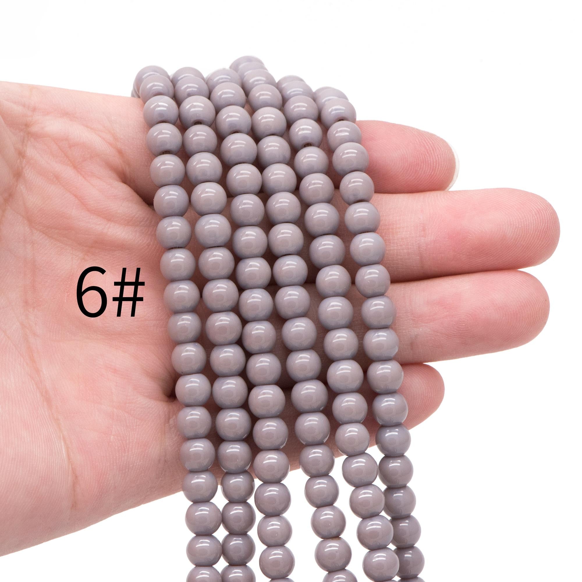 65pcs Smooth Round Glass beads 6mm, Full strand (GM-043)