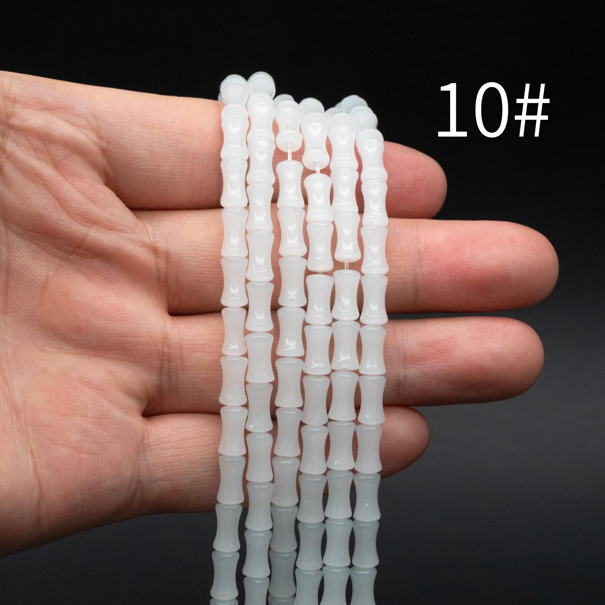48pcs Smooth Tube Glass beads 4x8mm, Bamboo Shaped Crystal Beads, Multi Colors (GM-049)