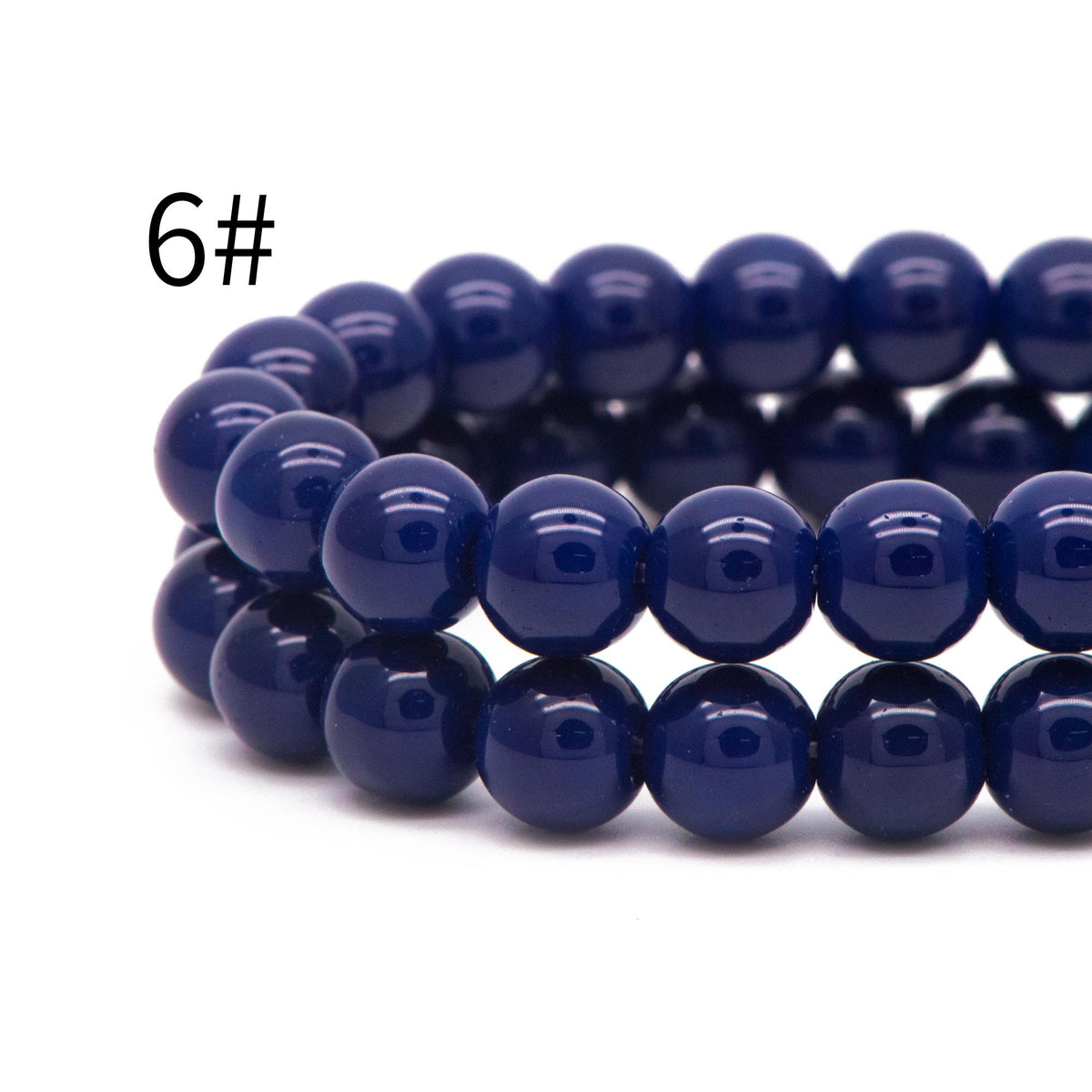48pcs Smooth Round Glass beads 8mm, Full strand (GM-041)