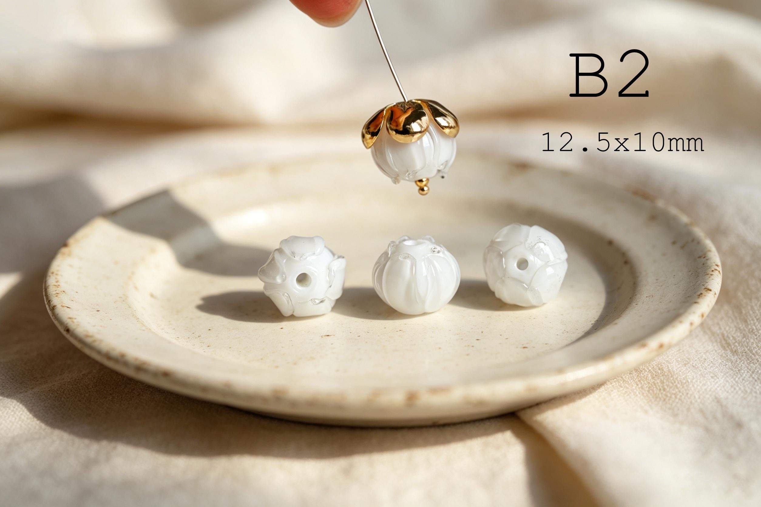 Handmade Flower Glass Beads for Jewelry, DIY Floral Beads for Bracelets, Necklaces & Earrings, Lampwork Beads (GM-052)
