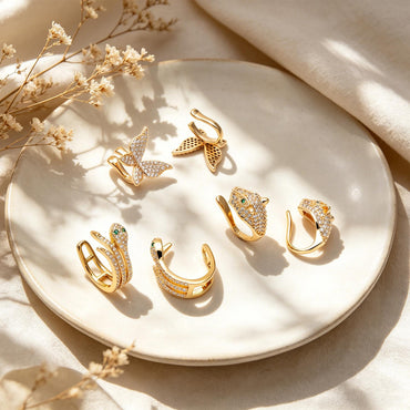 2pcs CZ Pave Gold Ear Cuff, Cartilage, Dainty Earcuff Earring (GB-1665)