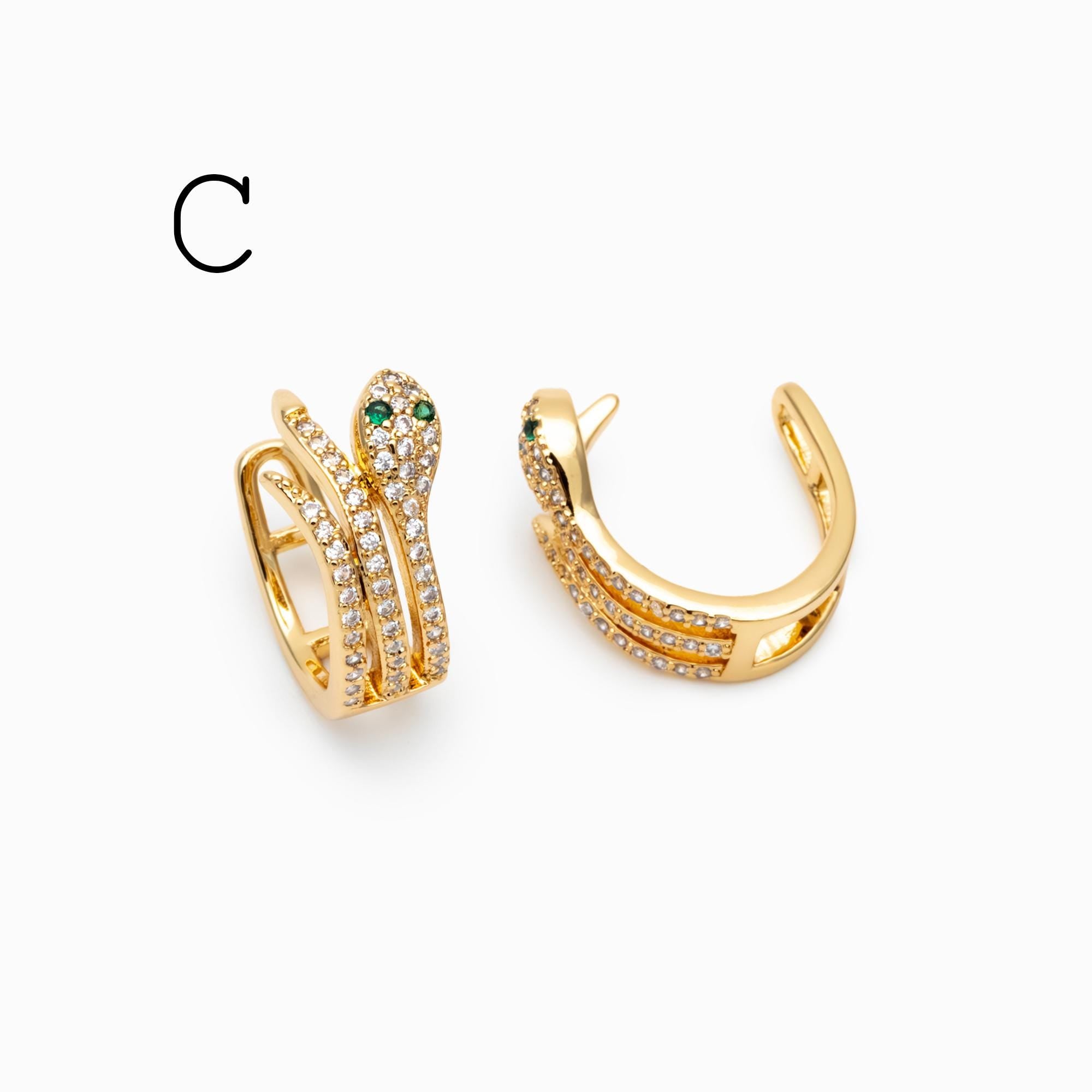 2pcs CZ Pave Gold Ear Cuff, Cartilage, Dainty Earcuff Earring (GB-1665)
