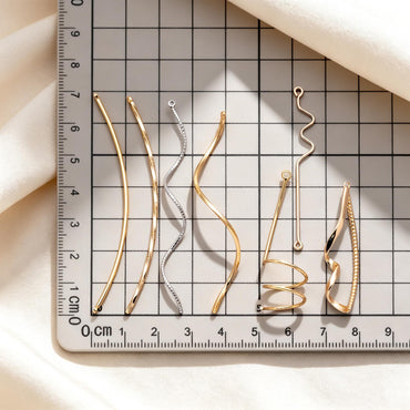 10pcs Gold/ Silver Earring Wire Charms, Gold/ Rhodium plated Brass Chain Bar Pendants, Earwire Connector Findings (GB-454)