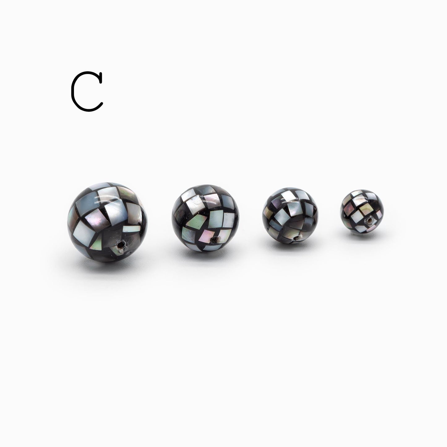 10pcs White Mother of Pearl Mosaic Beads, Abalone Shell Mosaic Beads, 8/ 10/ 12mm Round -(BK-030)
