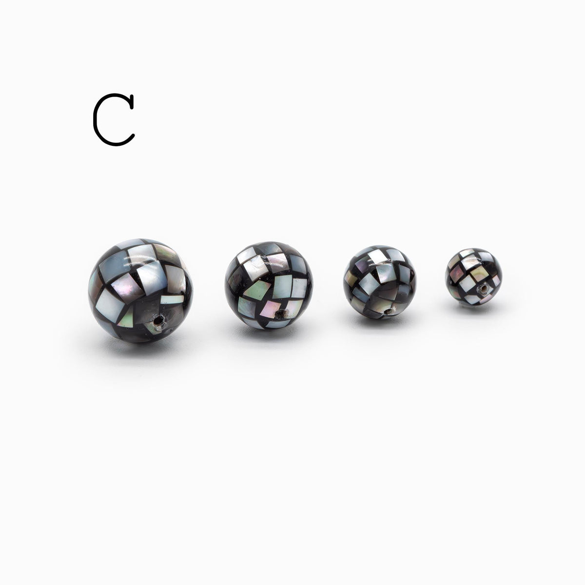 10pcs Mother of Pearl Mosaic Beads, Abalone Shell Mosaic Beads, 8/ 10/ 12/ 14mm Round -(BK-030)