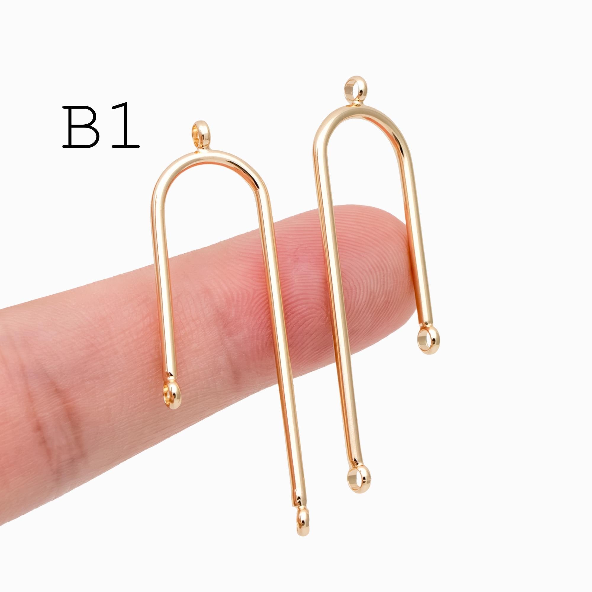 10pcs Gold/ Silver U-shaped Bar Stick Charms/ Earrings (GB-784)