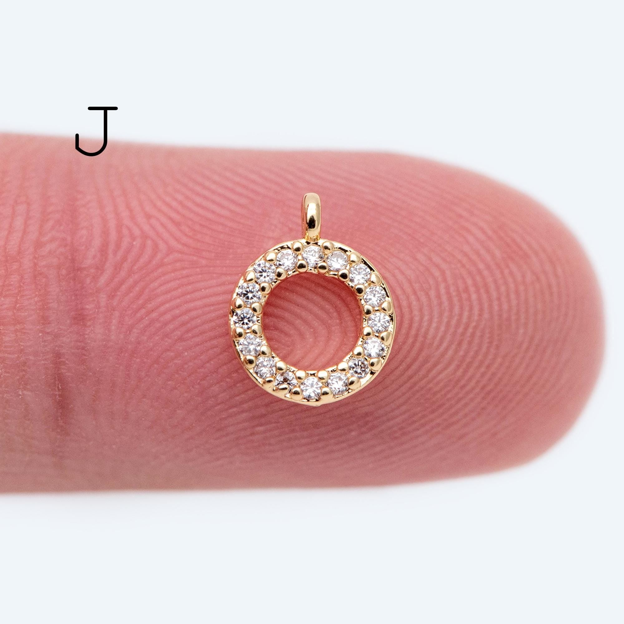 4pcs CZ Pave Gold Geometric Charms, Real Gold plated Brass, Earring Charm Connectors (GB-376)