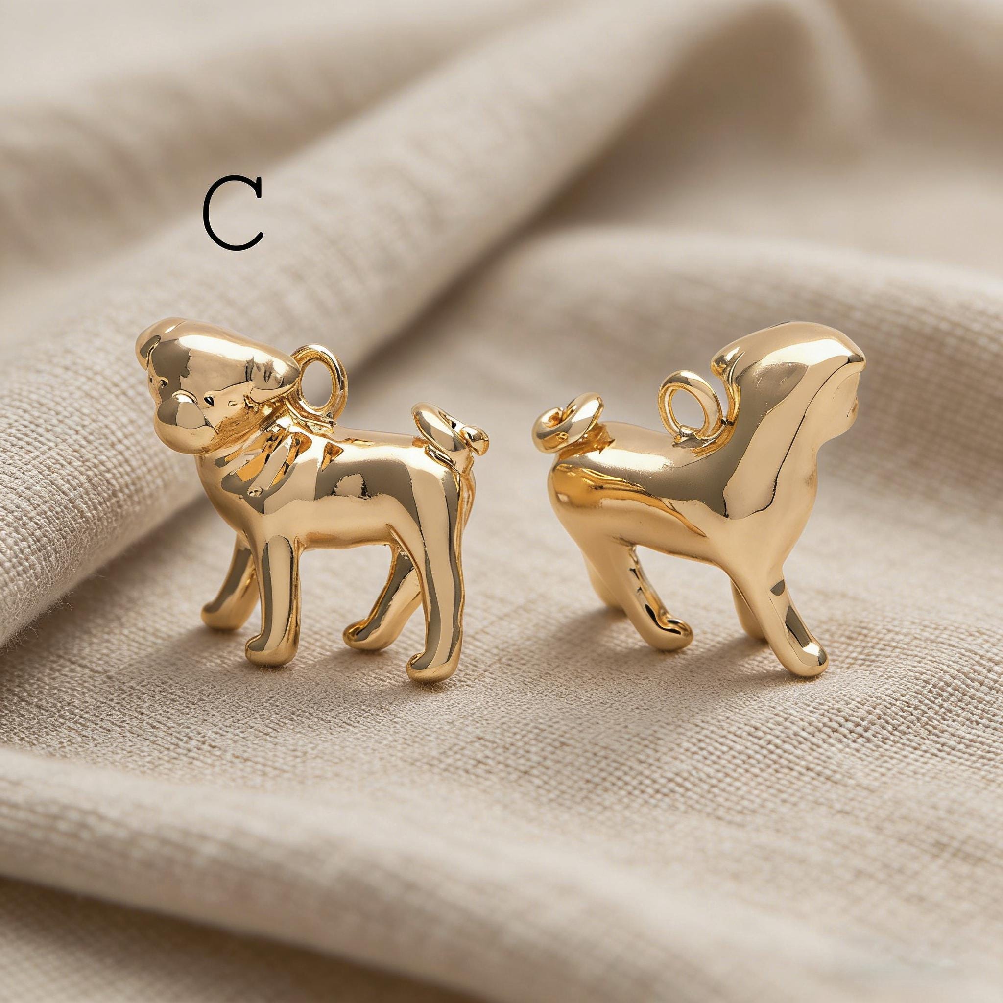 10pcs Gold/ Silver 3D Dog Charm, Gold/ Rhodium plated Brass, Jewelry Making, Diy Material, Jewelry Supplies (GB-2668)