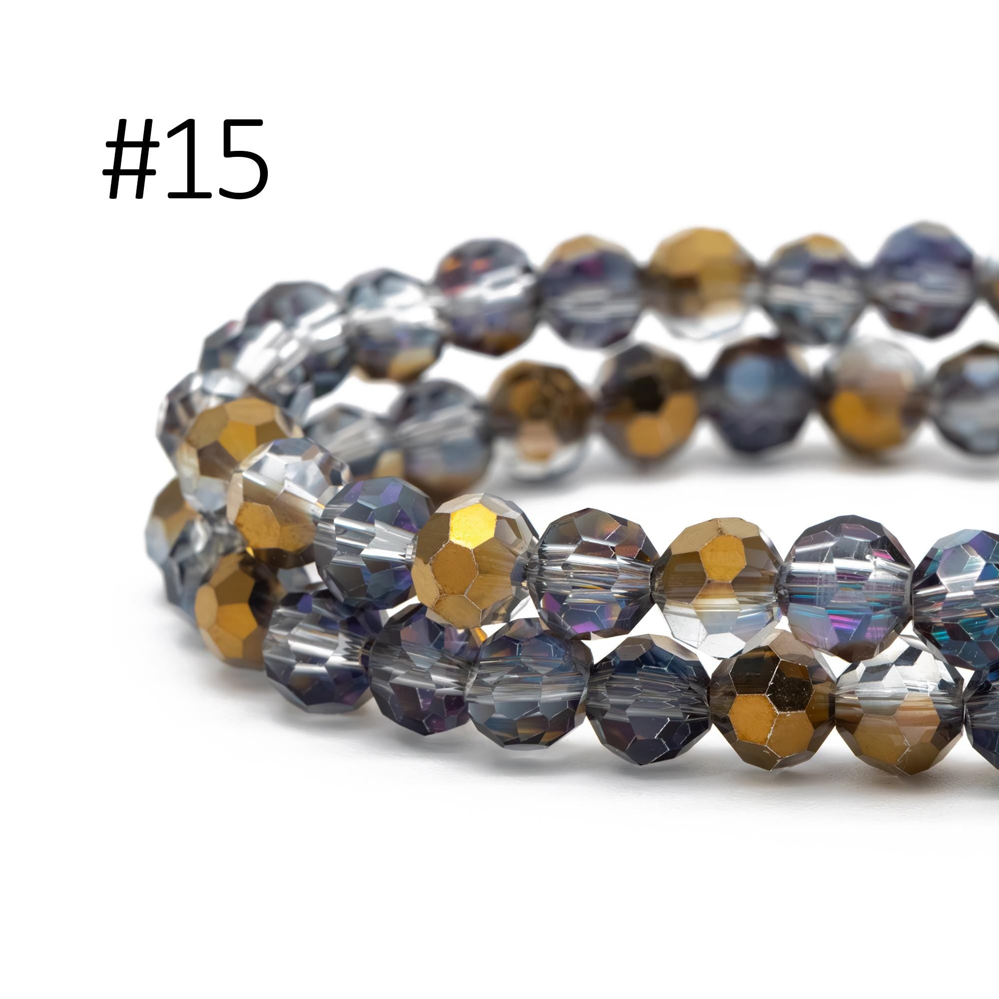 95pcs Round Faceted Crystal Glass Beads 6mm Rose Gold- (32QZ-06)