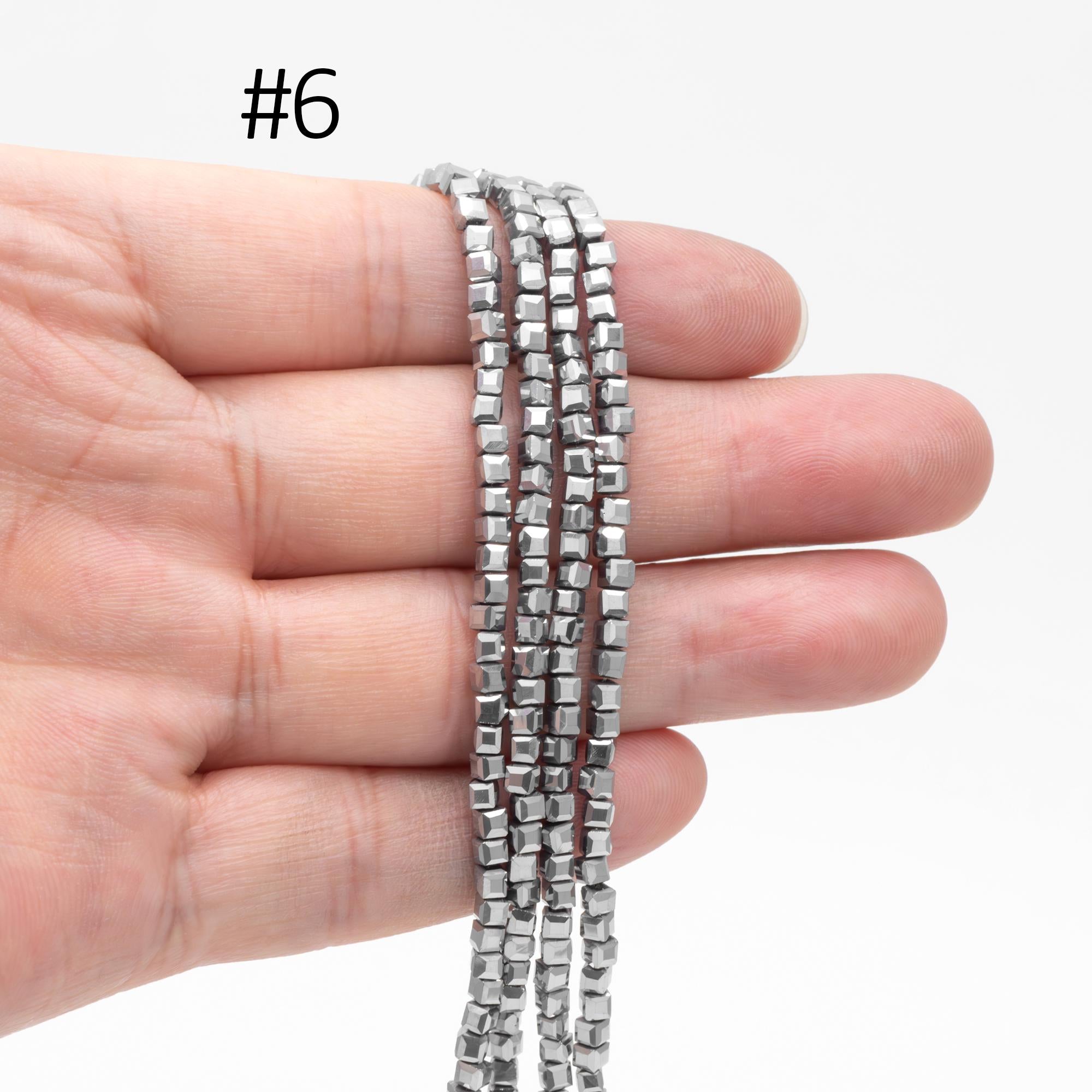 190 beads- Faceted Glass Cube, 2mm Tiny Faceted Crystal beads, (#FZ-02)