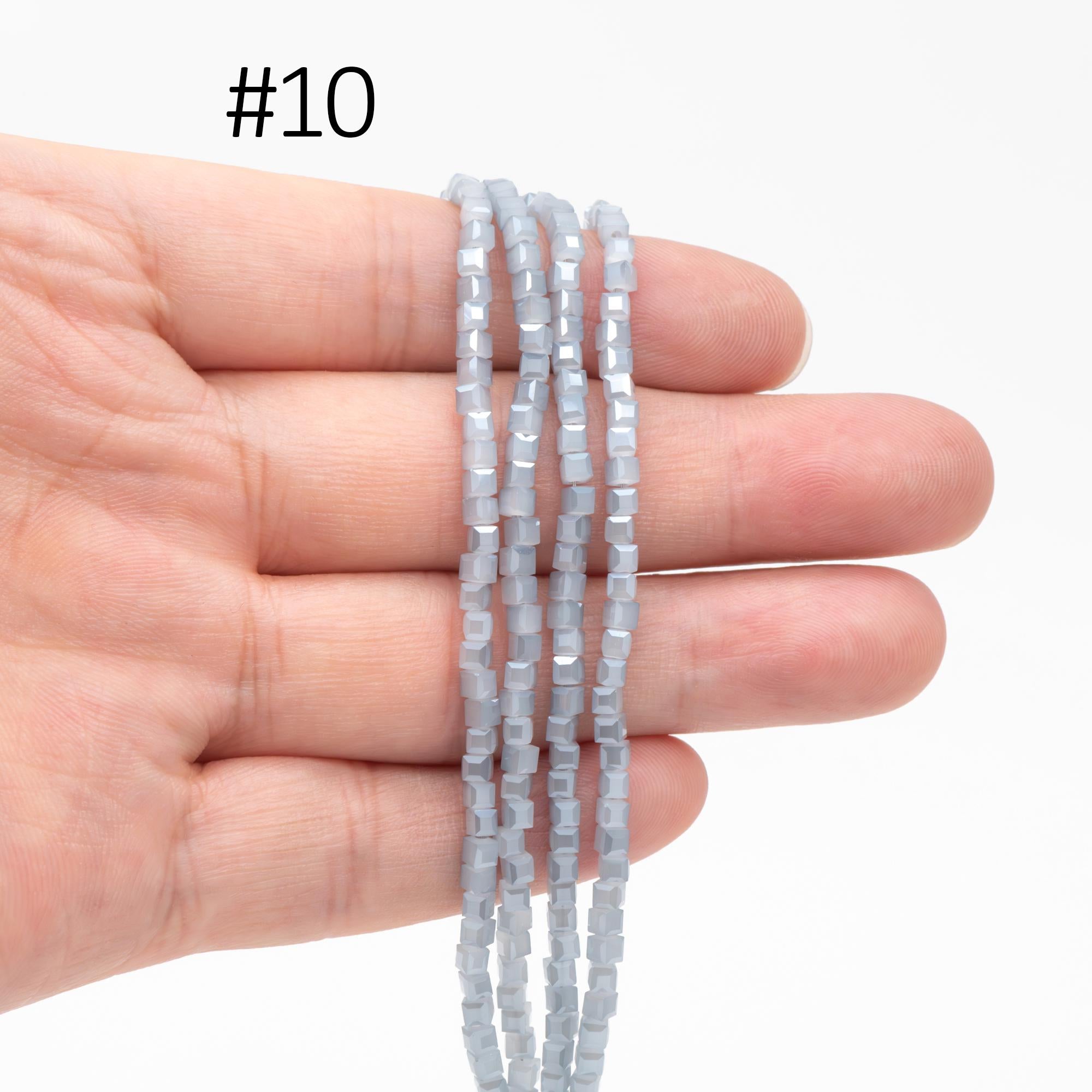 190 beads- Faceted Glass Cube, 2mm Tiny Faceted Crystal beads, (#FZ-02)