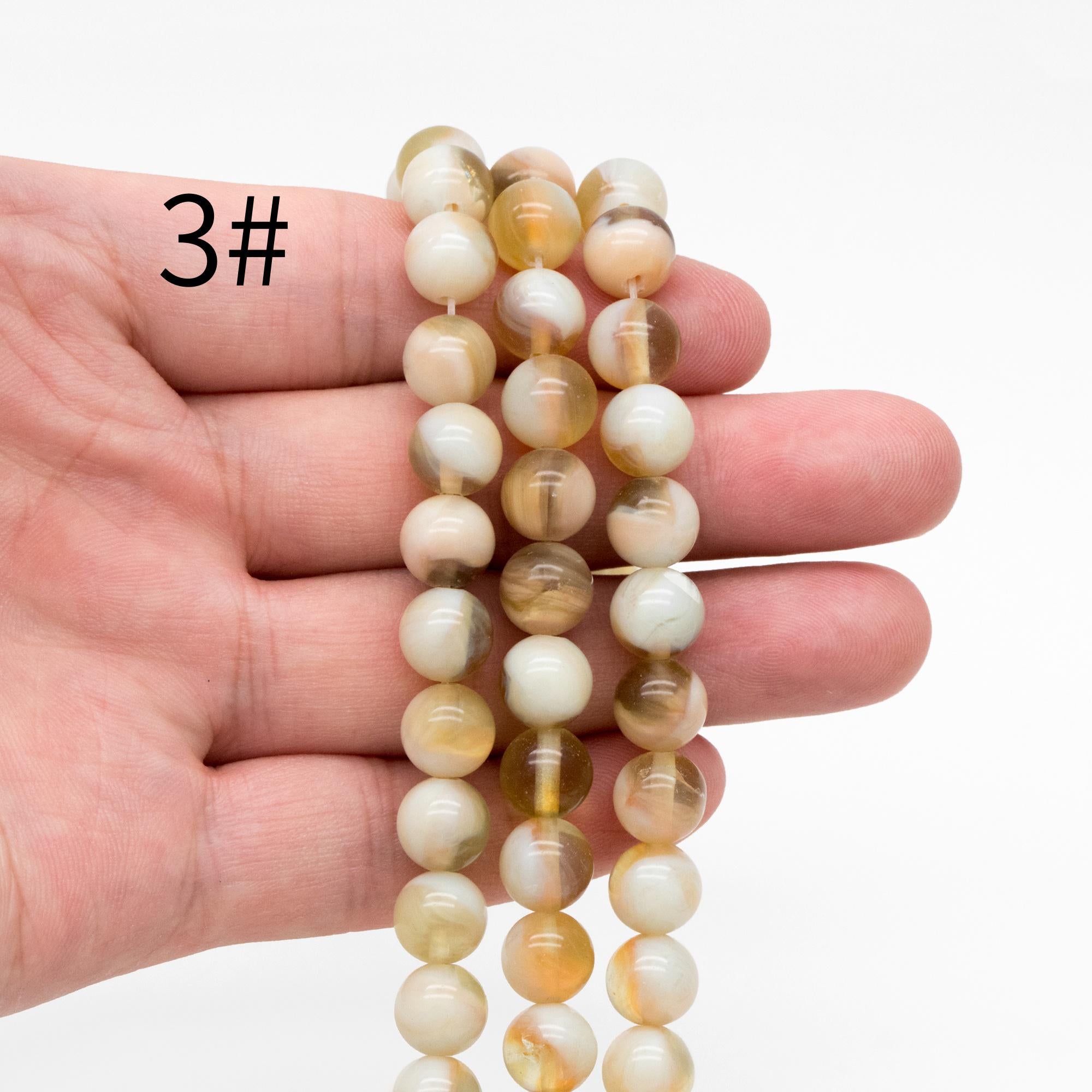 45pcs Smooth Round Glass beads 8mm, Faux Gemstone Beads, Imitation Natural Stone (GM-050)