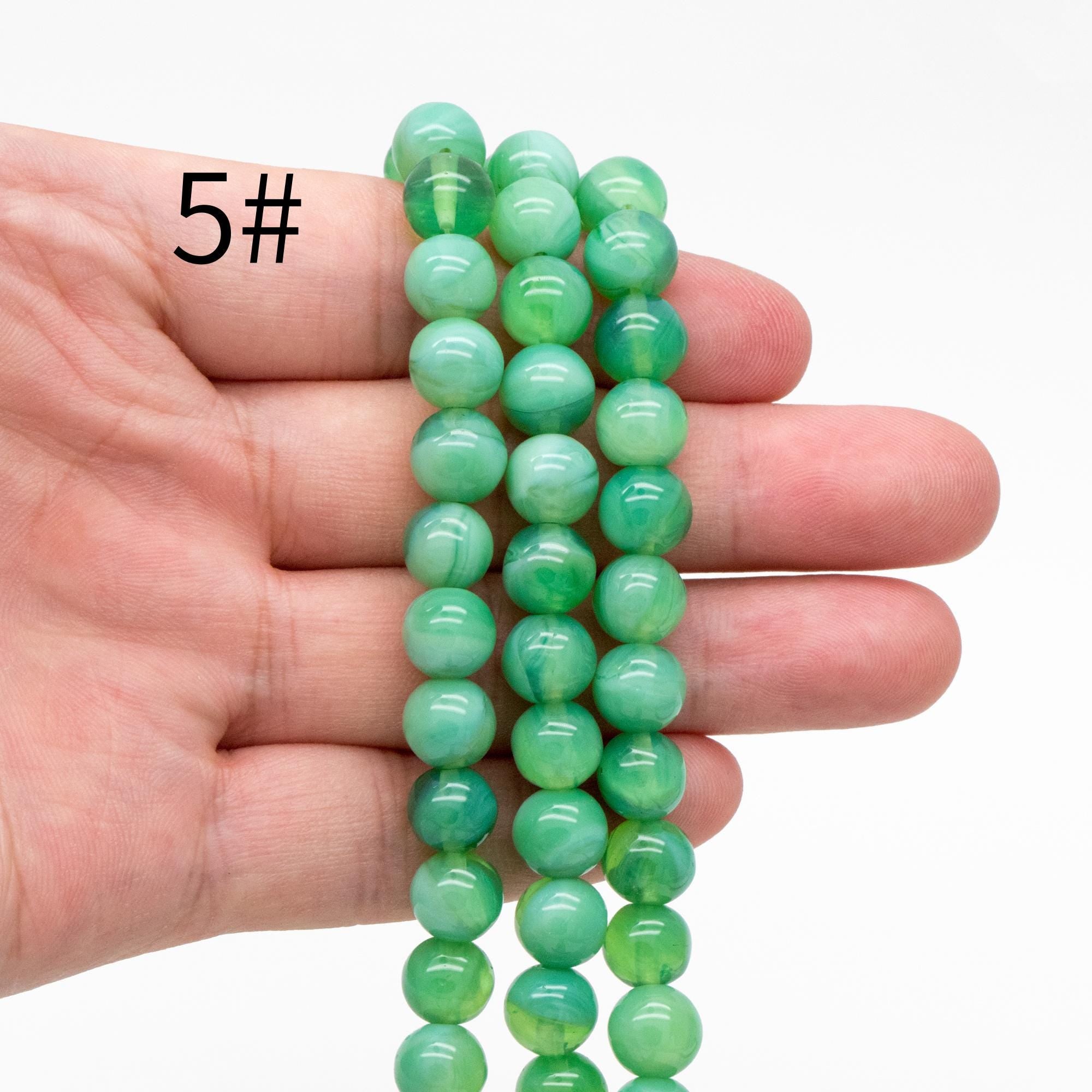 45pcs Smooth Round Glass beads 8mm, Faux Gemstone Beads, Imitation Natural Stone (GM-050)