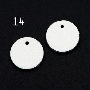 10pcs Genuine Leather Round Charms 15mm, Flat Coin Disc Geometric Pendants, DIY Components for Earrings, (FB-062)