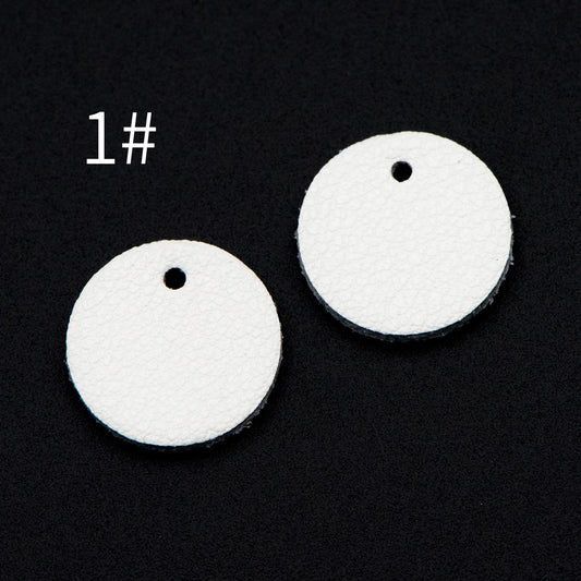 10pcs Genuine Leather Round Charms 15mm, Flat Coin Disc Geometric Pendants, DIY Components for Earrings, (FB-062)